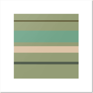 A gorgeous harmony of Camo Green, Beige, Grey/Green, Greyish Teal and Gunmetal stripes. Posters and Art